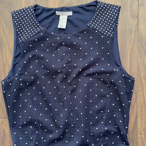 H&M Navy Polka Dot Textured Sleeveless Dress - Picture 6 of 16